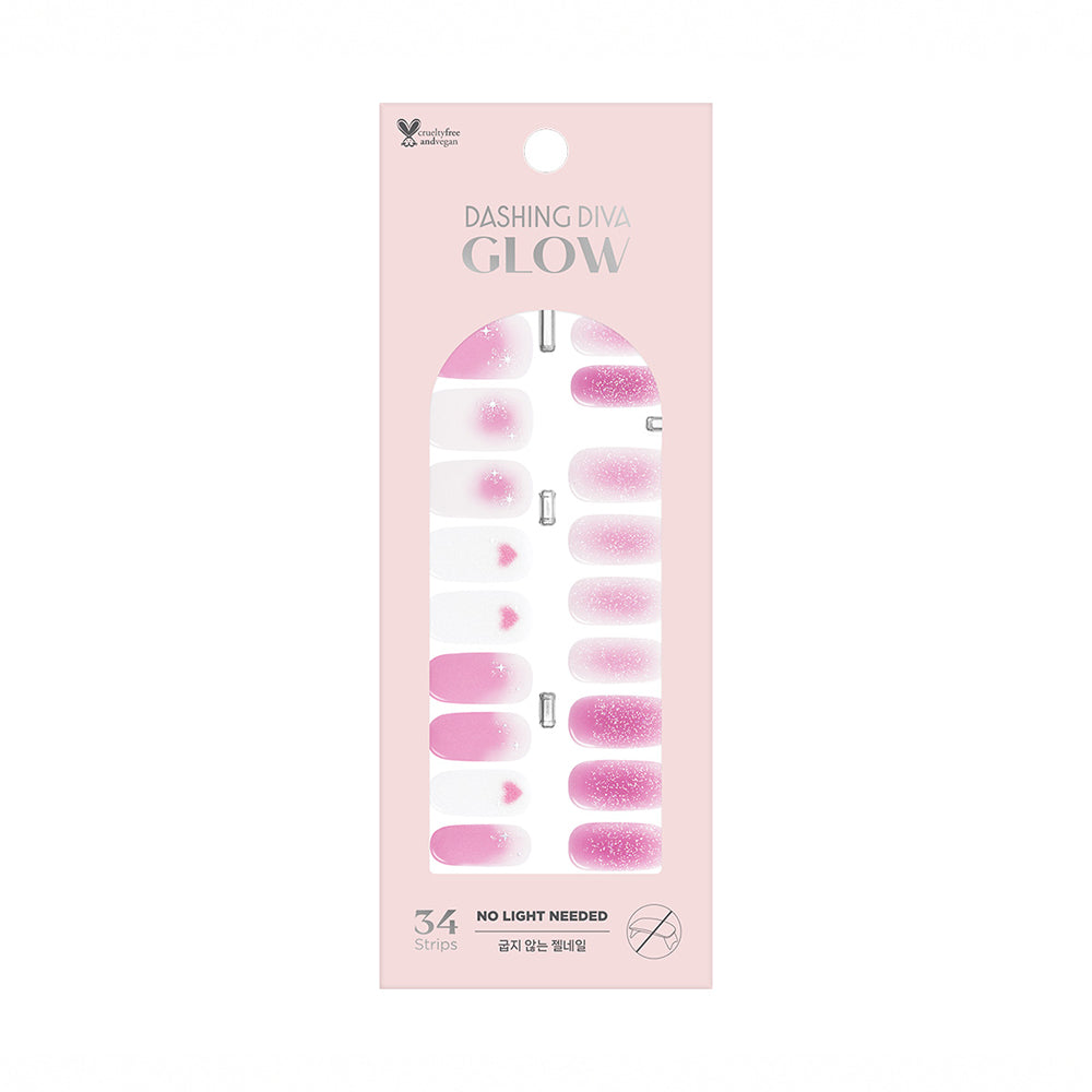 Glow 閃爍愛情 (無需照燈) 凝膠美甲指甲貼片 (WMA067)