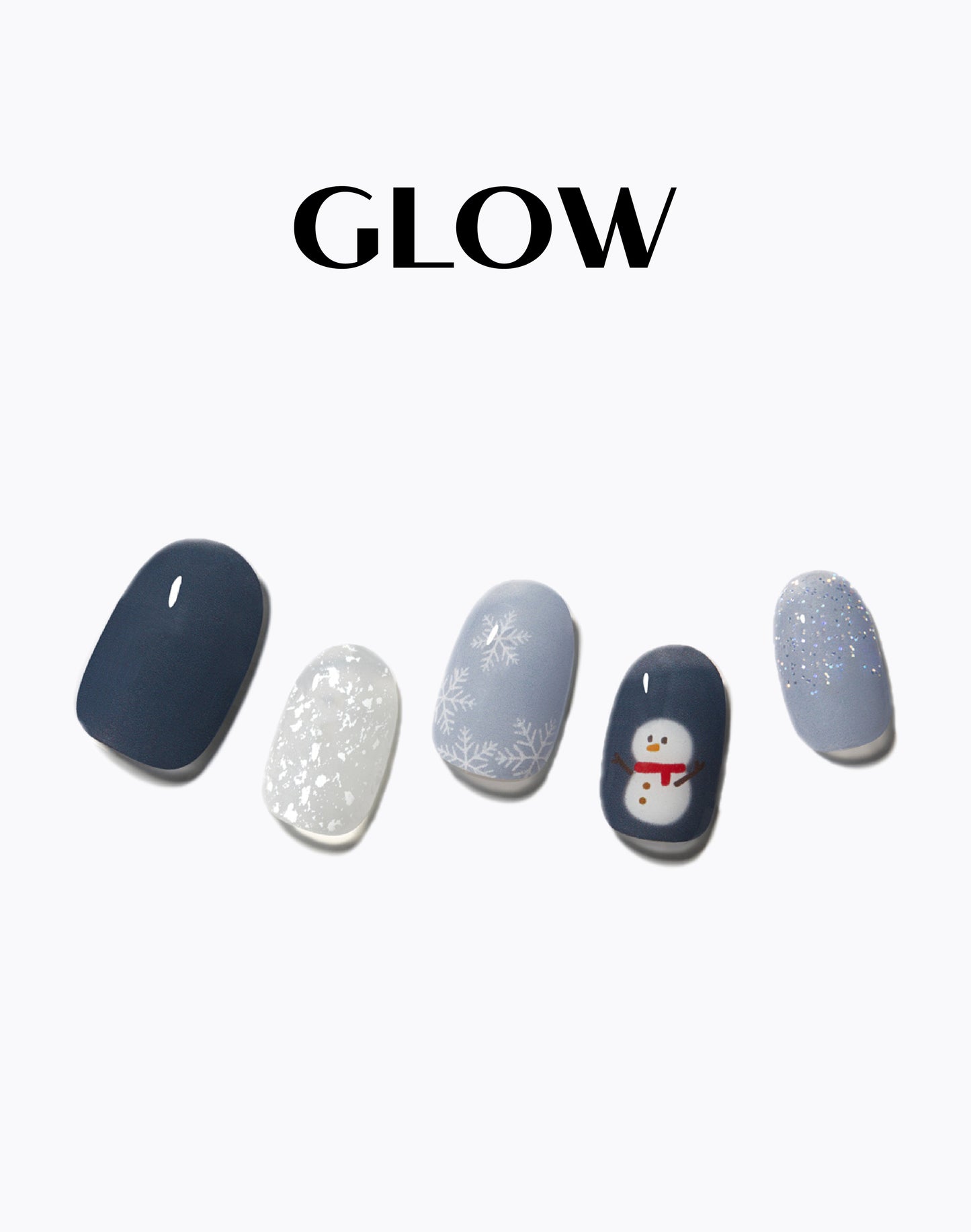 Glow 快樂小雪人 (無需照燈) 凝膠美甲指甲貼片(WMA055)