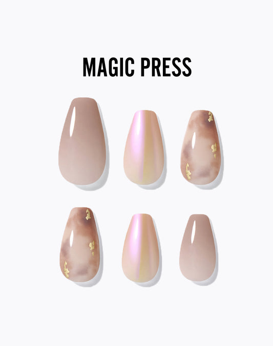 Magic Press 優雅米色 美甲指甲貼片 (MDR3F063CF)