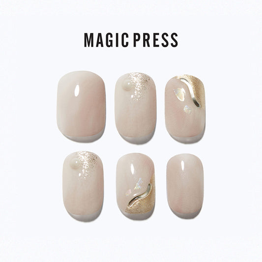 Magic Press 閃爍米色 美甲指甲貼片 (MDR3W007RR)