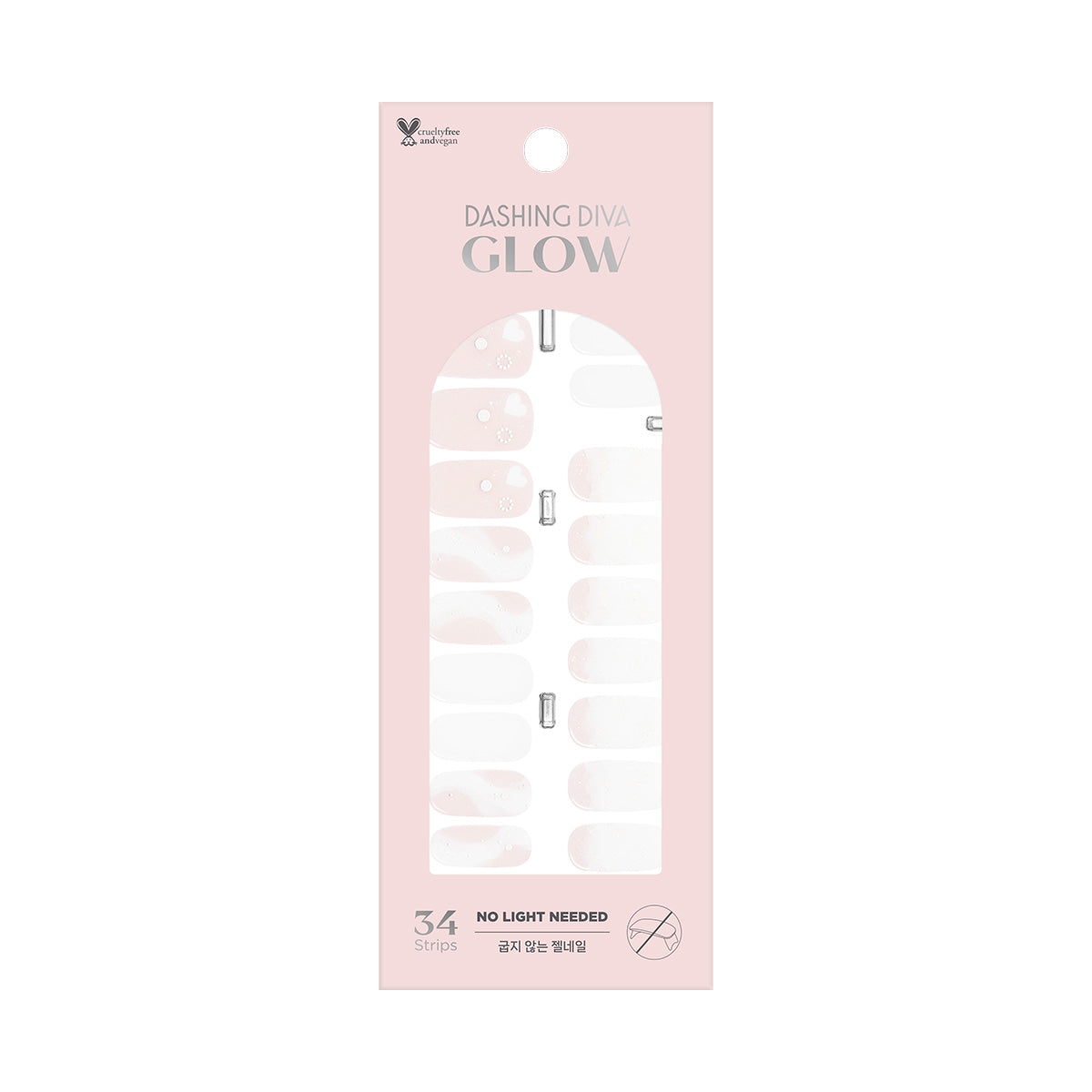 Glow 白色光澤 (無需照燈) 凝膠美甲指甲貼片 (WMA056)