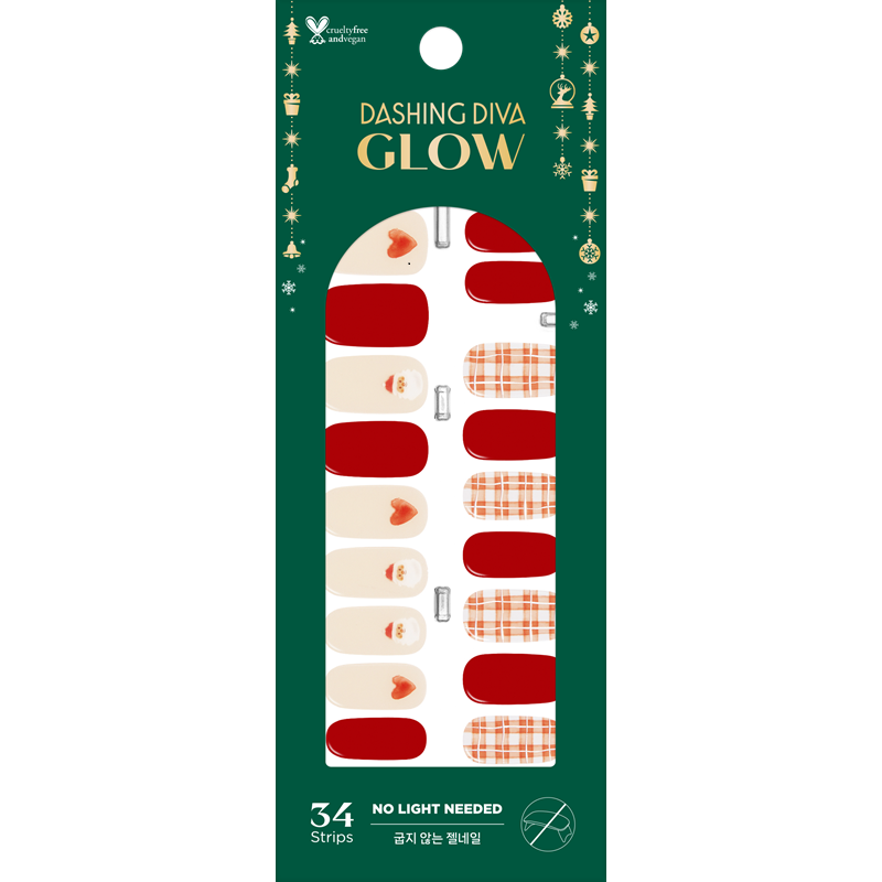 Glow 親愛的聖誕 (無需照燈) 凝膠美甲指甲貼片 (WMA059)