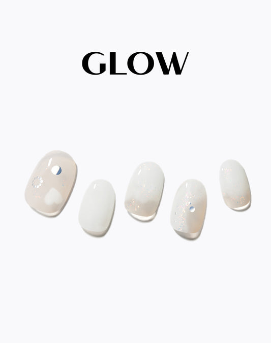 Glow 白色光澤 (無需照燈) 凝膠美甲指甲貼片 (WMA056)